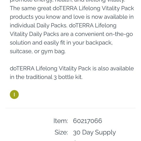 Lifelong Vitality pack sachets Doterra - Picture 3 of 3